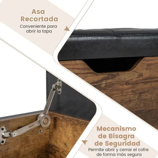 Banco de arrumação com tampa articulada e 2 gavetas para hall de entrada 101 x 41 x 58 cm castanho vintage