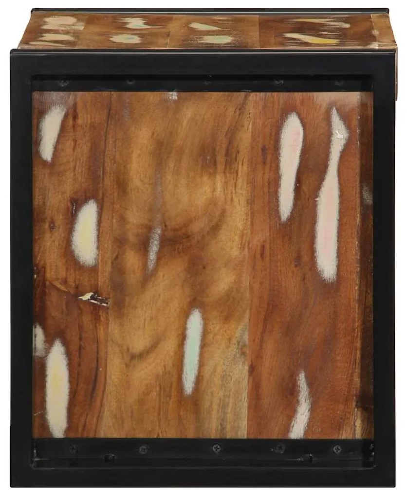 Mesa de cabeceira multicor 40x35x40cm madeira maciça recuperada