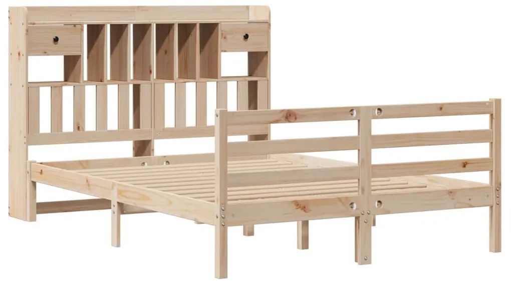 Cama com estante sem colchão 140x200 cm pinho maciço