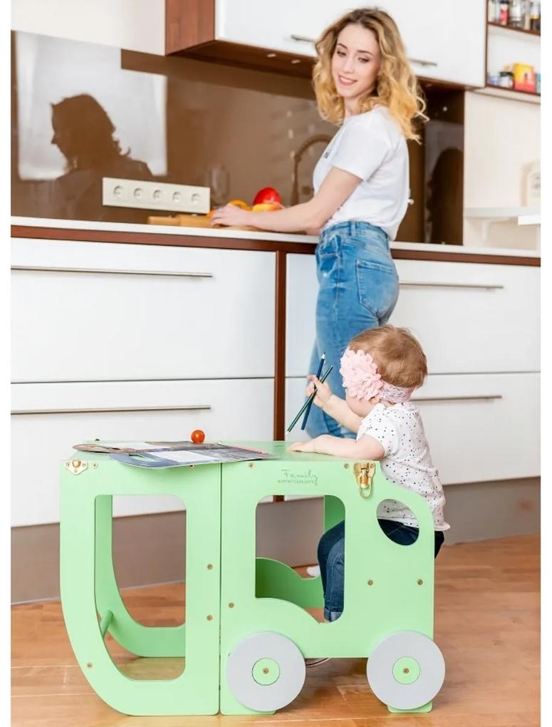 Mesa e banco de cozinha Montessori - VERDE (LT4506V)