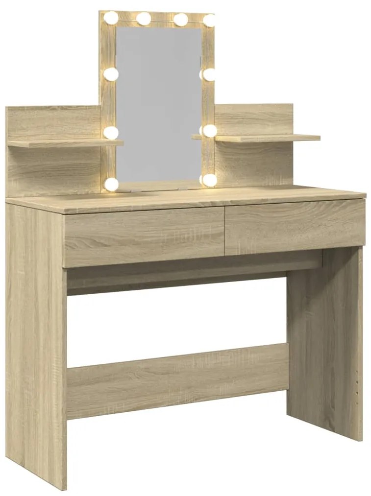 Toucador com LEDs 100x40x130 cm carvalho sonoma