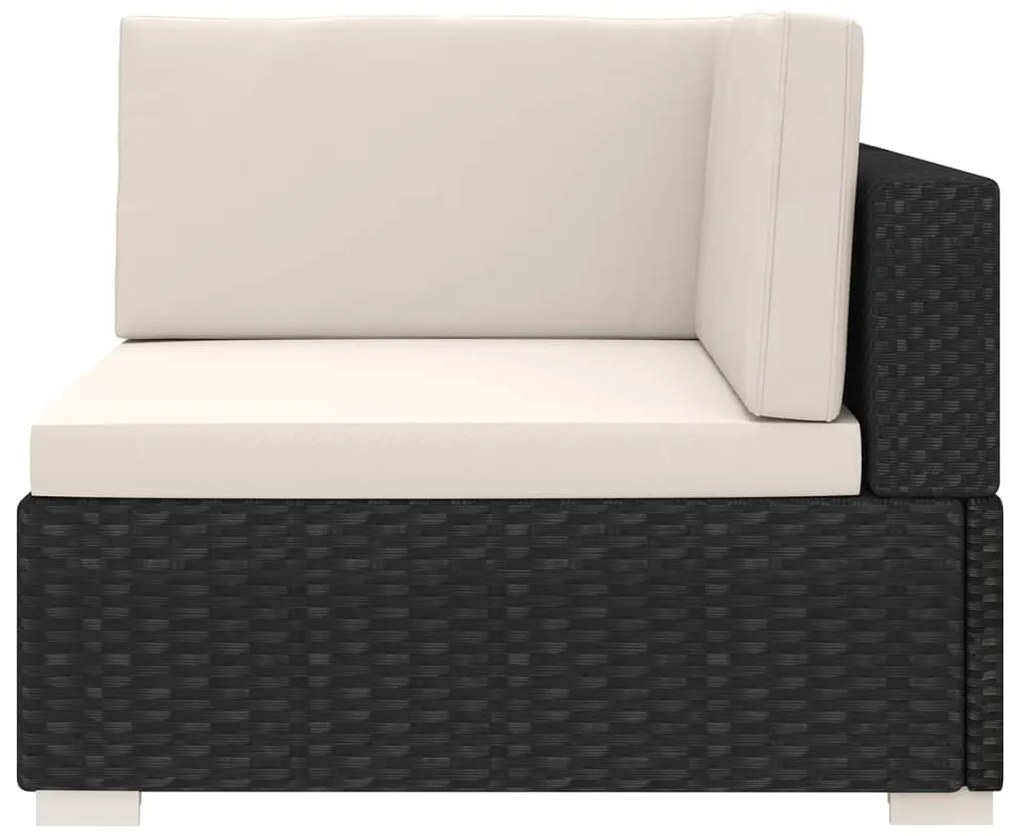 Cadeira de canto seccional c/ almofadões 1 pc vime PE preto