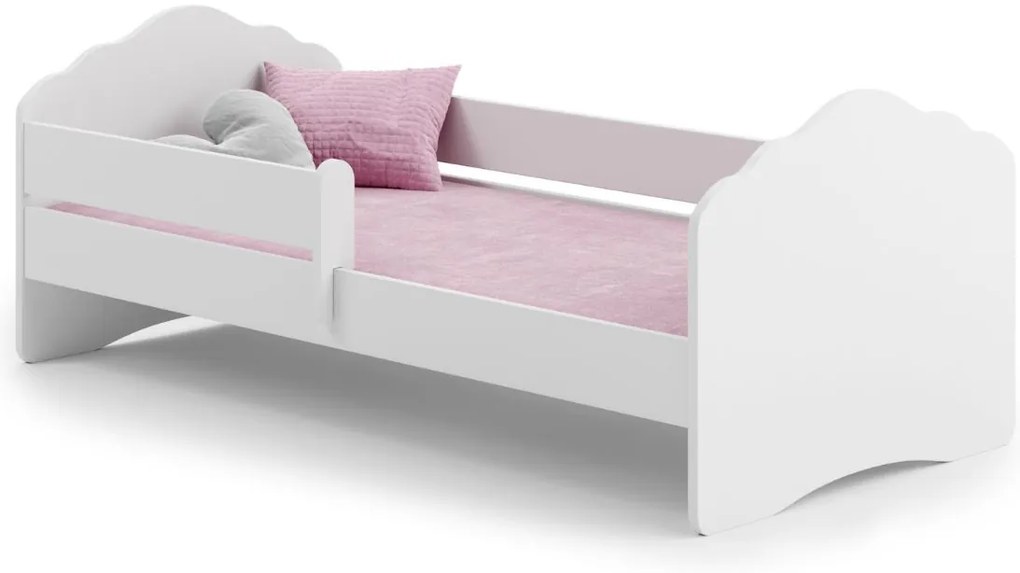 Cama infantil Wave branca 160x80 com grade - colchão e estrado incluído