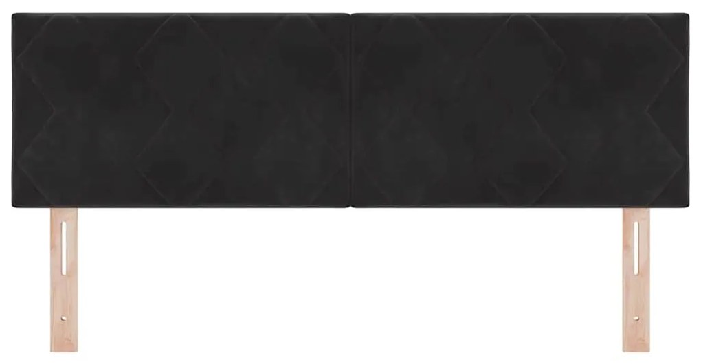 Cabeceira com design de losangos em preto, 144 cm, veludo