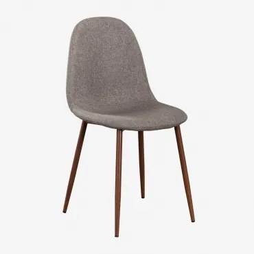 Pack De 2 Cadeiras De Jantar Glamm Madeira Escura & Linho Cinzento Taupe & Linho - Sklum