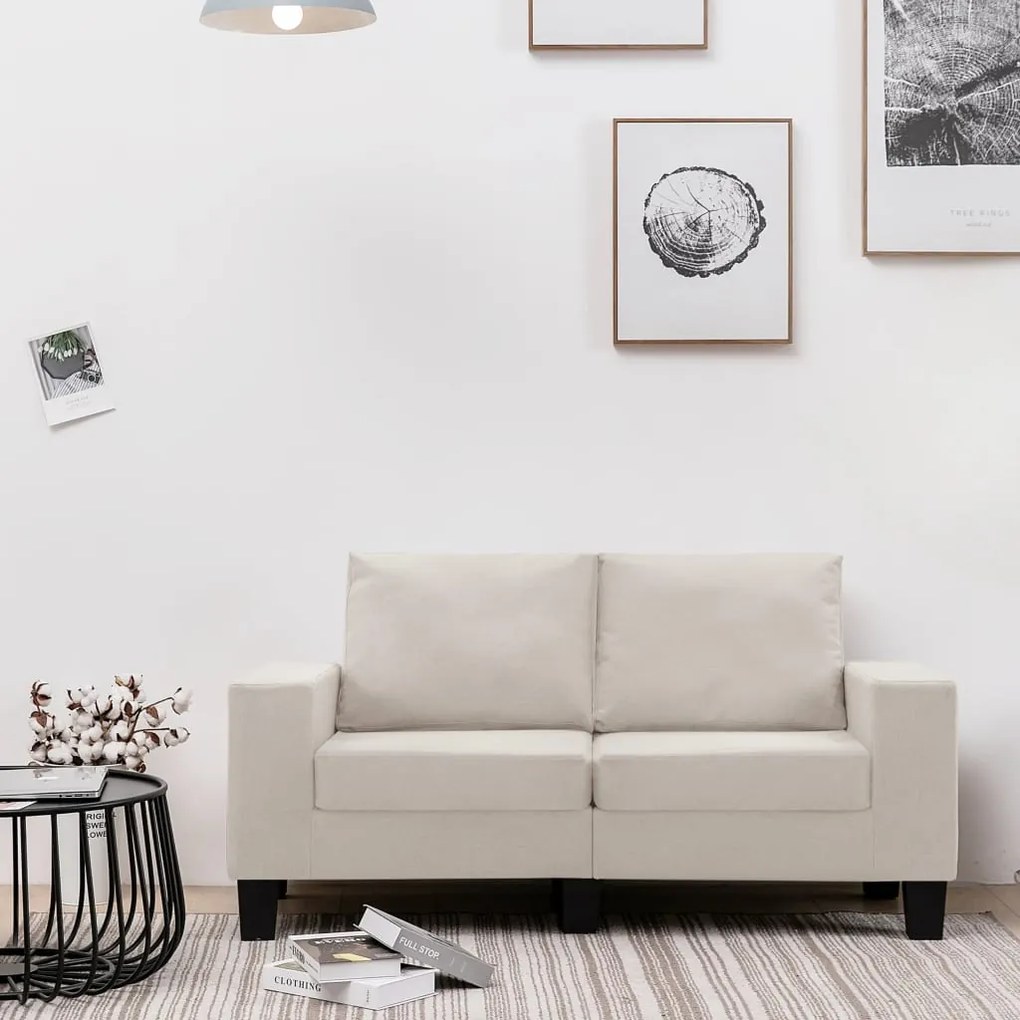 vidaXL Sofá de 2 lugares tecido cor creme