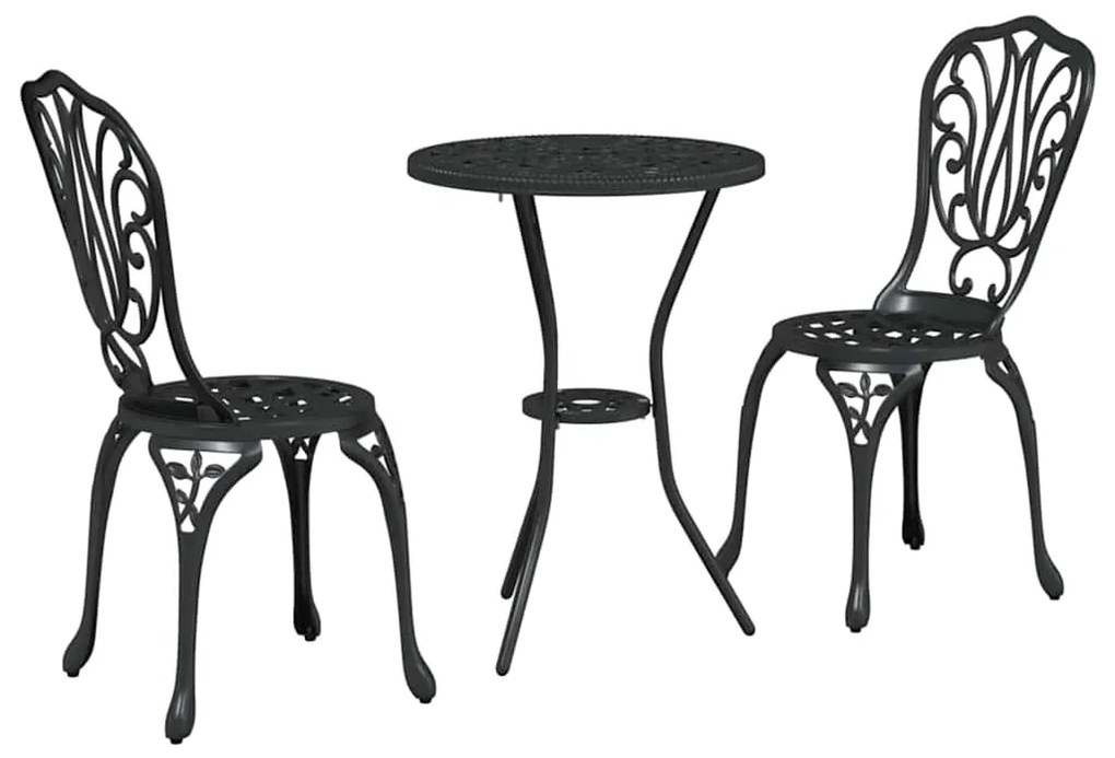 Conjunto de Jardim bistrô de 3 Peças vidaXL Preto em Alumínio Fundido