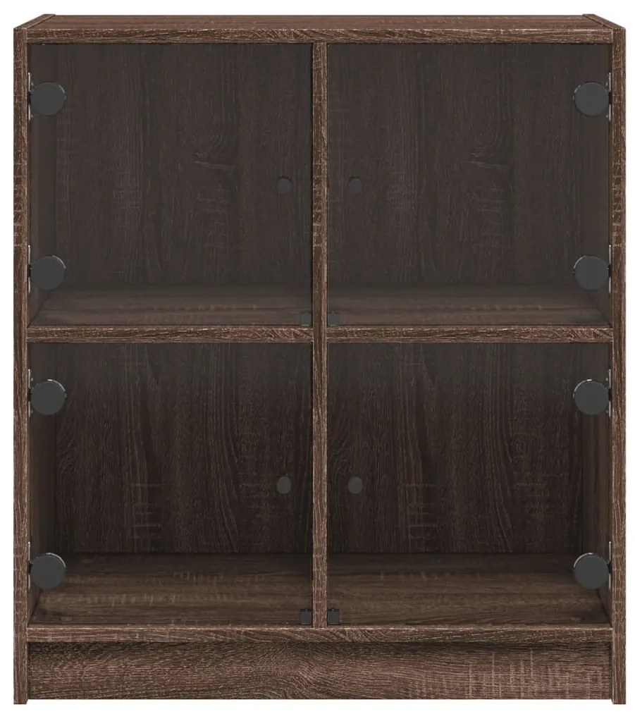 Armário de apoio c/ portas vidro 68x37x75,5cm carvalho castanho