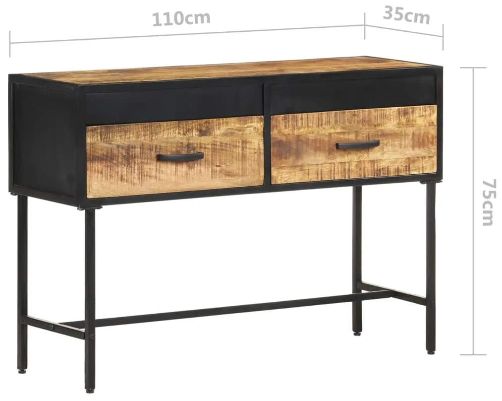 Mesa consola 110x35x75 cm madeira de mangueira áspera