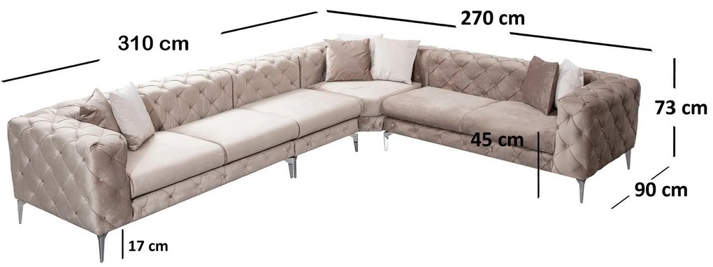 Sofá de Canto Como – Bege – 310 cm x 73 cm x 270 cm