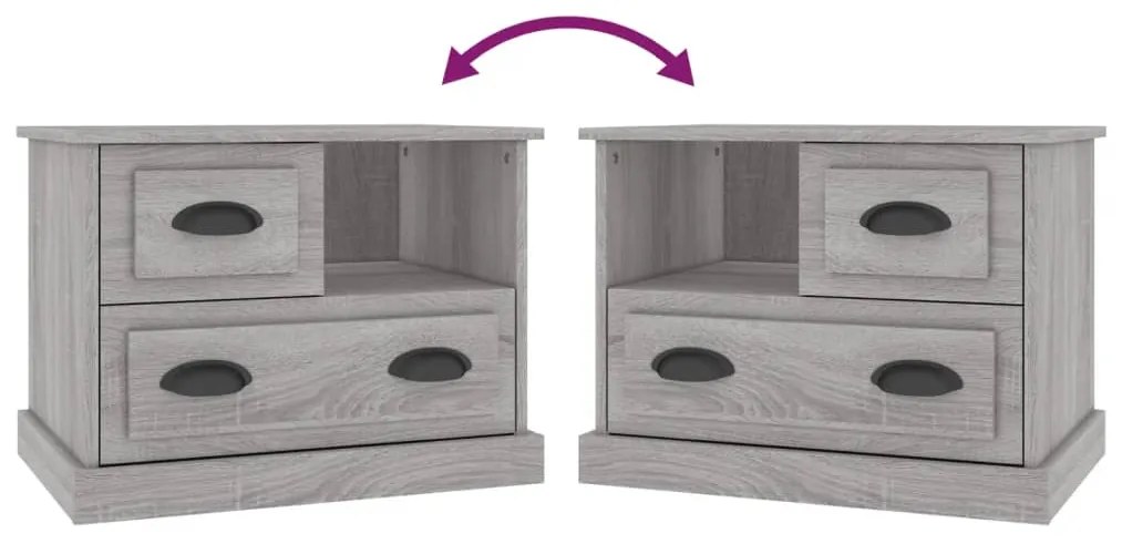 Mesa de cabeceira 60x39x45 cm cinzento sonoma