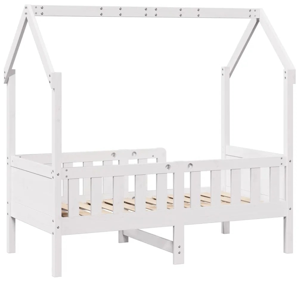 Cama infantil formato casa 80x160 cm pinho maciço branco