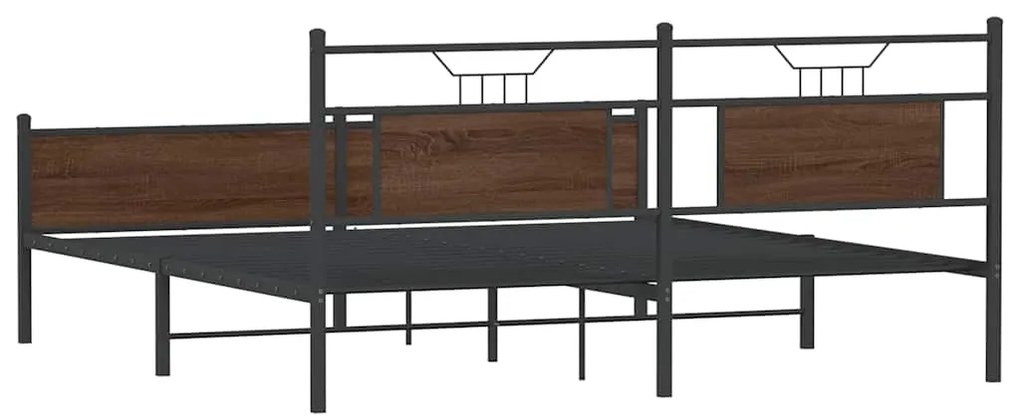 Estrutura cama sem colchão 160x200 cm metal carvalho castanho