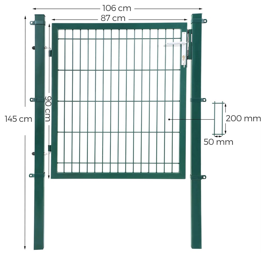 Portão de jardim com porta 106 x 6 x 145 cm Verde