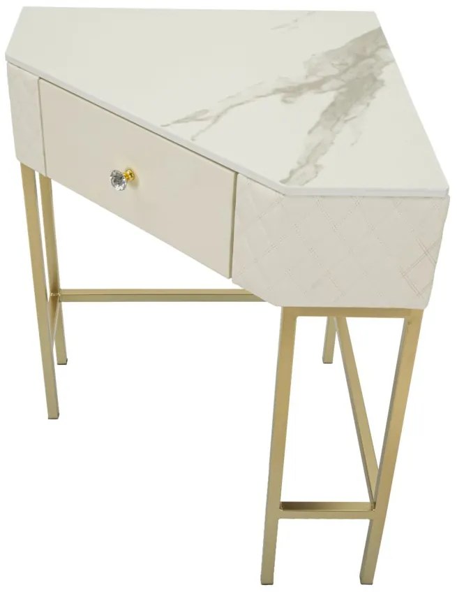 MESA CONSOLA SHARON 84,5X60X77 CM BRANCA E DOURADA