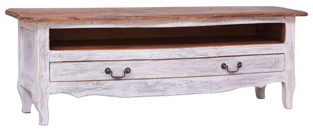 vidaXL Móvel de TV 120x30x40 cm madeira de mogno maciça branco