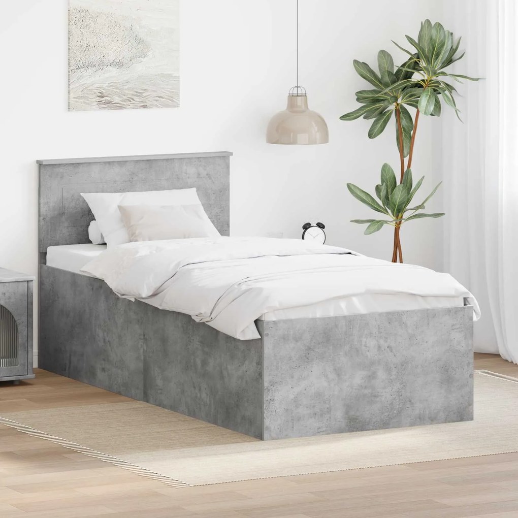 vidaXL Estrutura da Cama Cinzento 90 x 190 cm Madeira processada