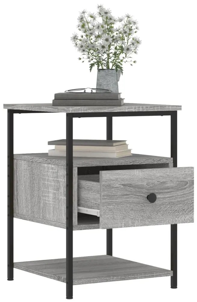 Mesa de cabeceira 40x42x56 cm derivados madeira cinzento sonoma