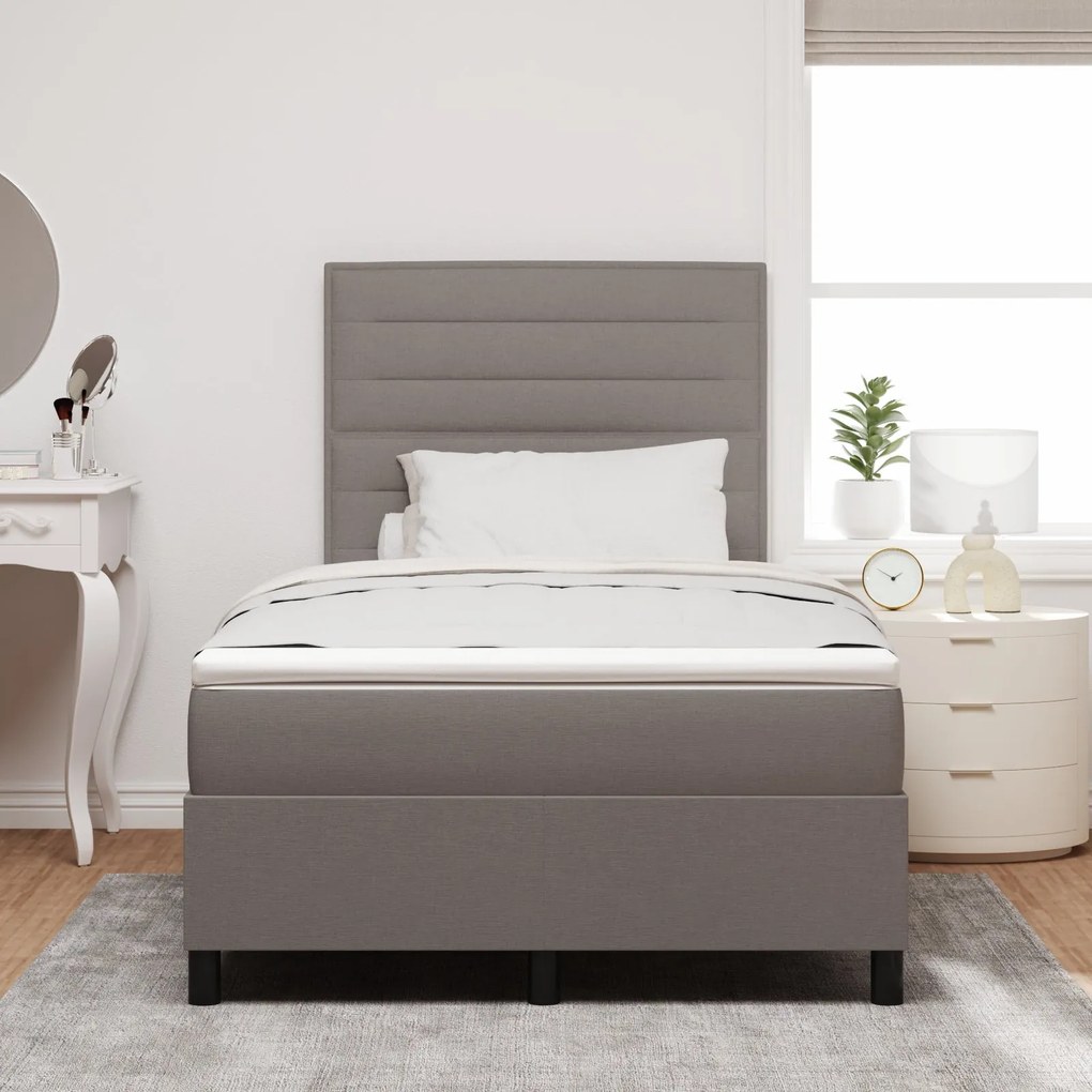Cama Box Spring com Colchão Taupe 120x200 cm de Tecido
