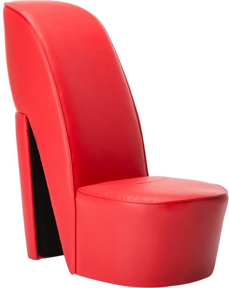 Cadeira estilo sapato de salto alto couro artificial vermelho