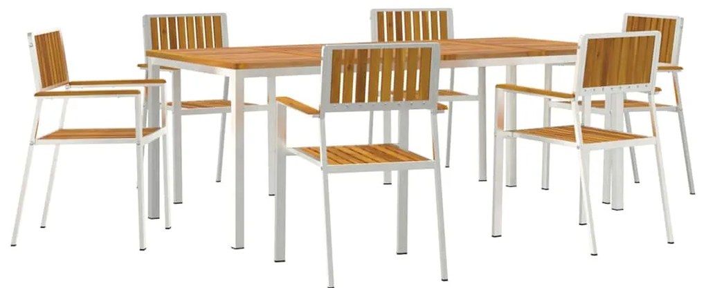 Conjunto de Jantar Jardim vidaXL 7 Peças Madeira Maciça de Acácia