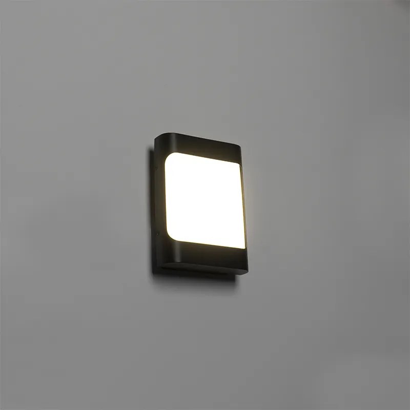 Candeeiro de Parede Exterior Design Preto com LED IP44 e Sensor Crepuscular - Khuvan