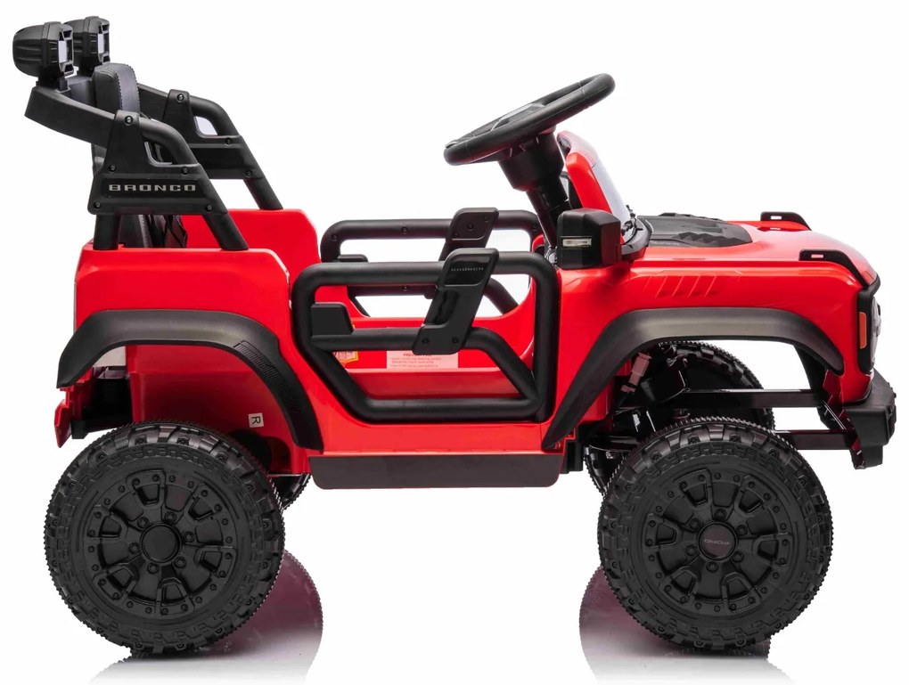 Carro elétrico para crianças 12V Ford Bronco com tração traseira, licenciado (1 Lugar) bateria de lítio, leitor de MP3 com entrada USB, luzes LED Verm
