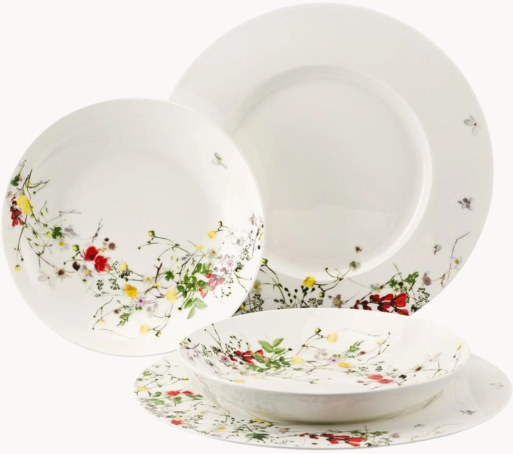 Conjunto de loiça em porcelana fina Brilliance Fleurs Sauvages, 2 pessoas, conjunto de 4