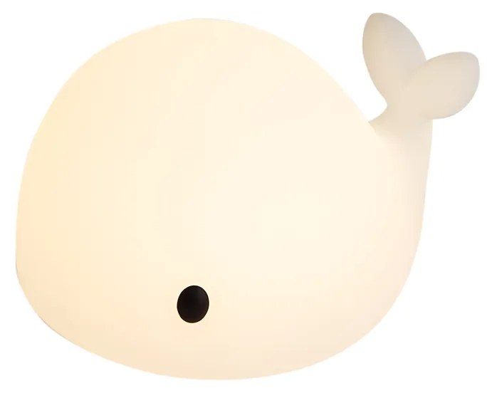 Candeeiro de mesa branco 30cm incl. LED regulável IP54 recarregável - Baby Whale Para crianças