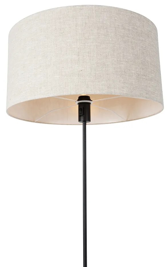 Candeeiro de pé preto ajustável com abajur cinzento claro 50 cm - Parte Design