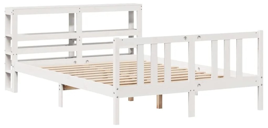 Estrutura de cama c/ cabeceira 150x200 cm pinho maciço branco