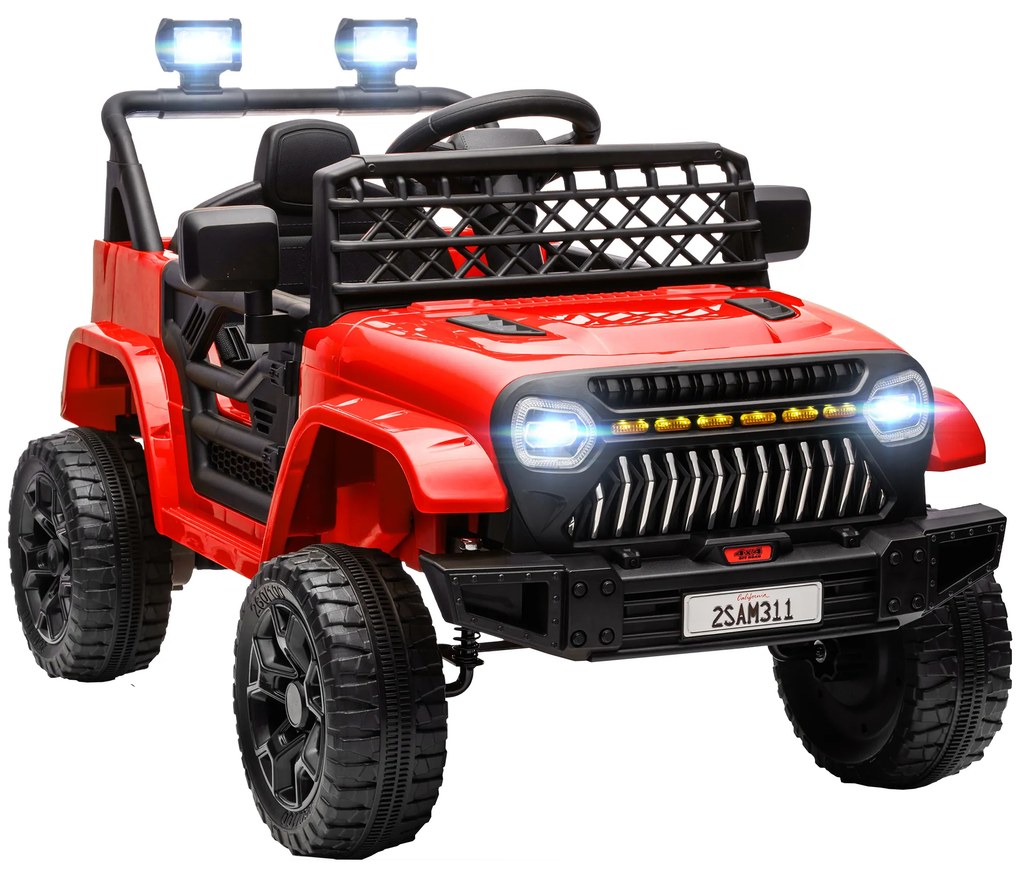 Carro Elétrico para Crianças Carro Elétrico Infantil UTV 12V com Velocidade Ajustável USB e Faróis  95x62,5x65 cm Vermelho