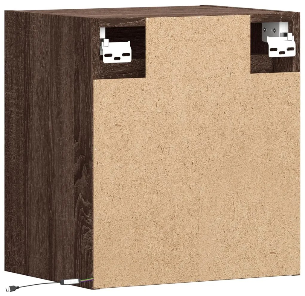 Móvel de parede p/ TV c/ luzes LED 41x31x45cm carvalho castanho