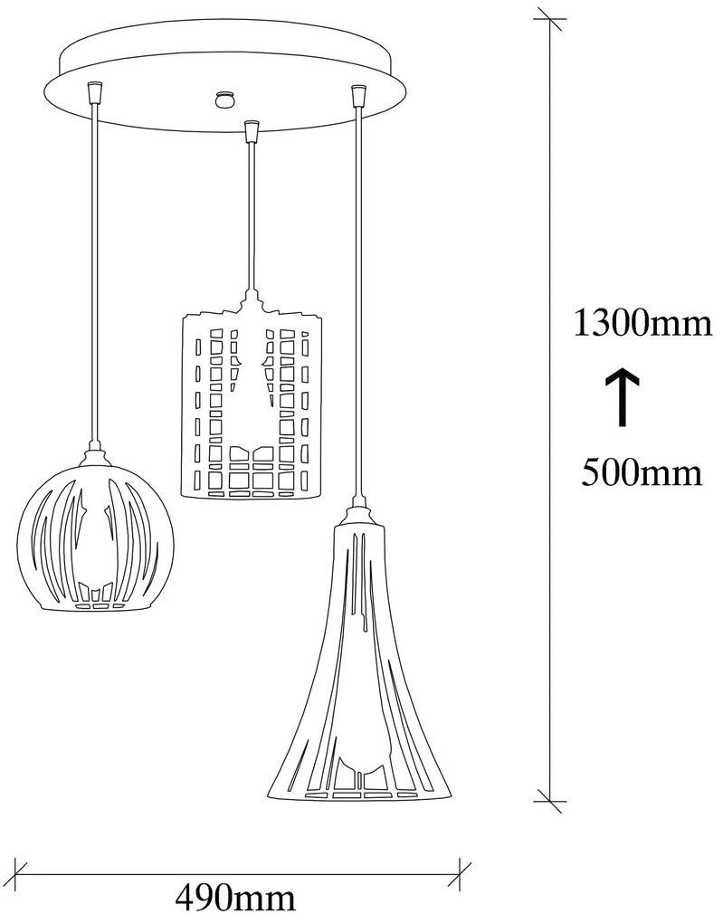 Chandelier Fellini – Preto – 49 x 49 cm