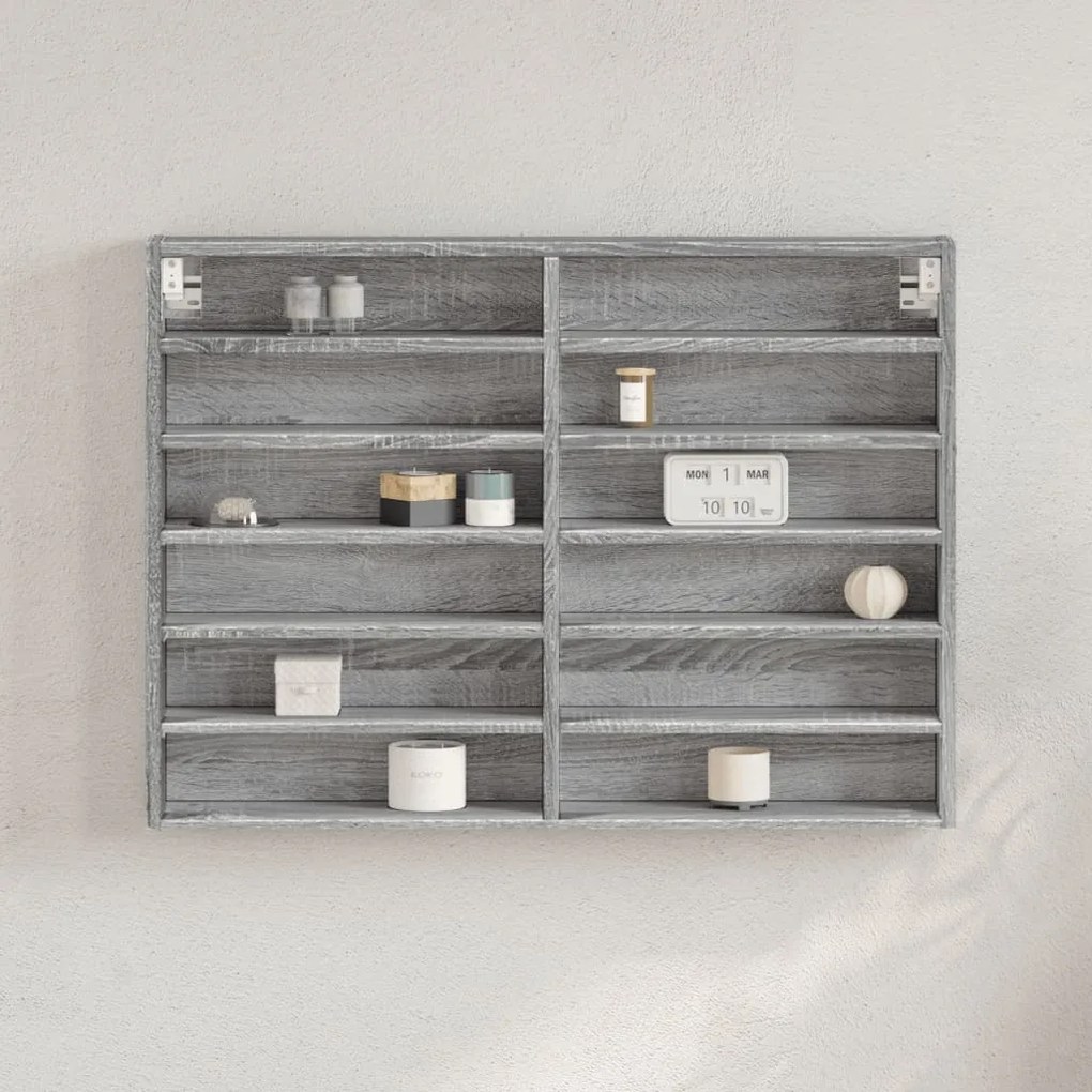 Armário vitrine 80x8,5x58 cm derivados de madeira cinza sonoma