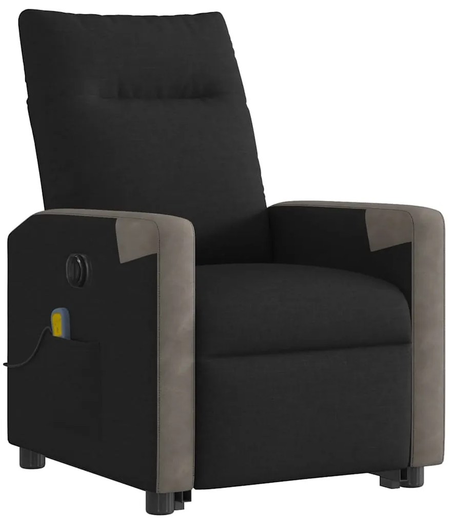 Poltrona elétrica elevatória massagens tecido preto