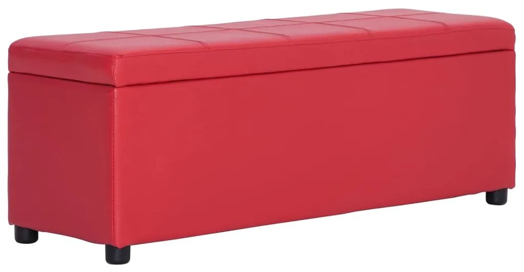 vidaXL Banco c/ comp. arrumação 116 cm couro artificial vermelho