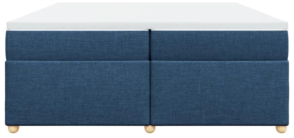 Cama com molas/colchão 200x200 cm tecido azul