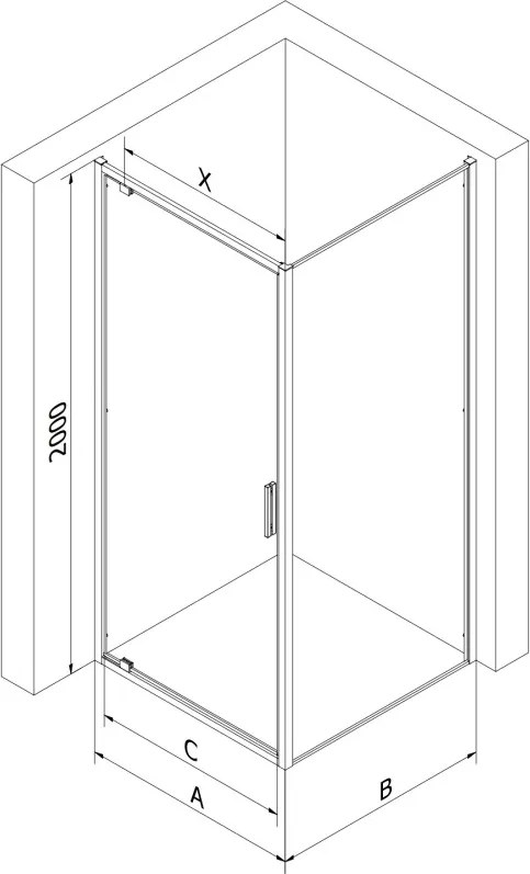 Mexen Exo-BR cabine de duche pivotante 100 x 100 cm, transparente, preta - 8181-100-100-70-00
