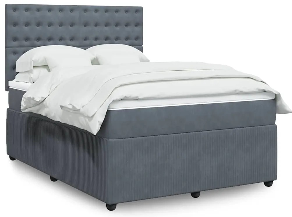 vidaXL Cama com molas/colchão 160x200 cm veludo cinzento-escuro