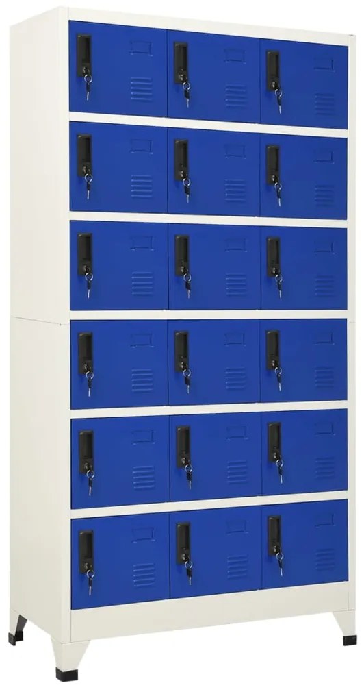 339834 vidaXL Cacifo 90x40x180 cm aço cinzento e azul