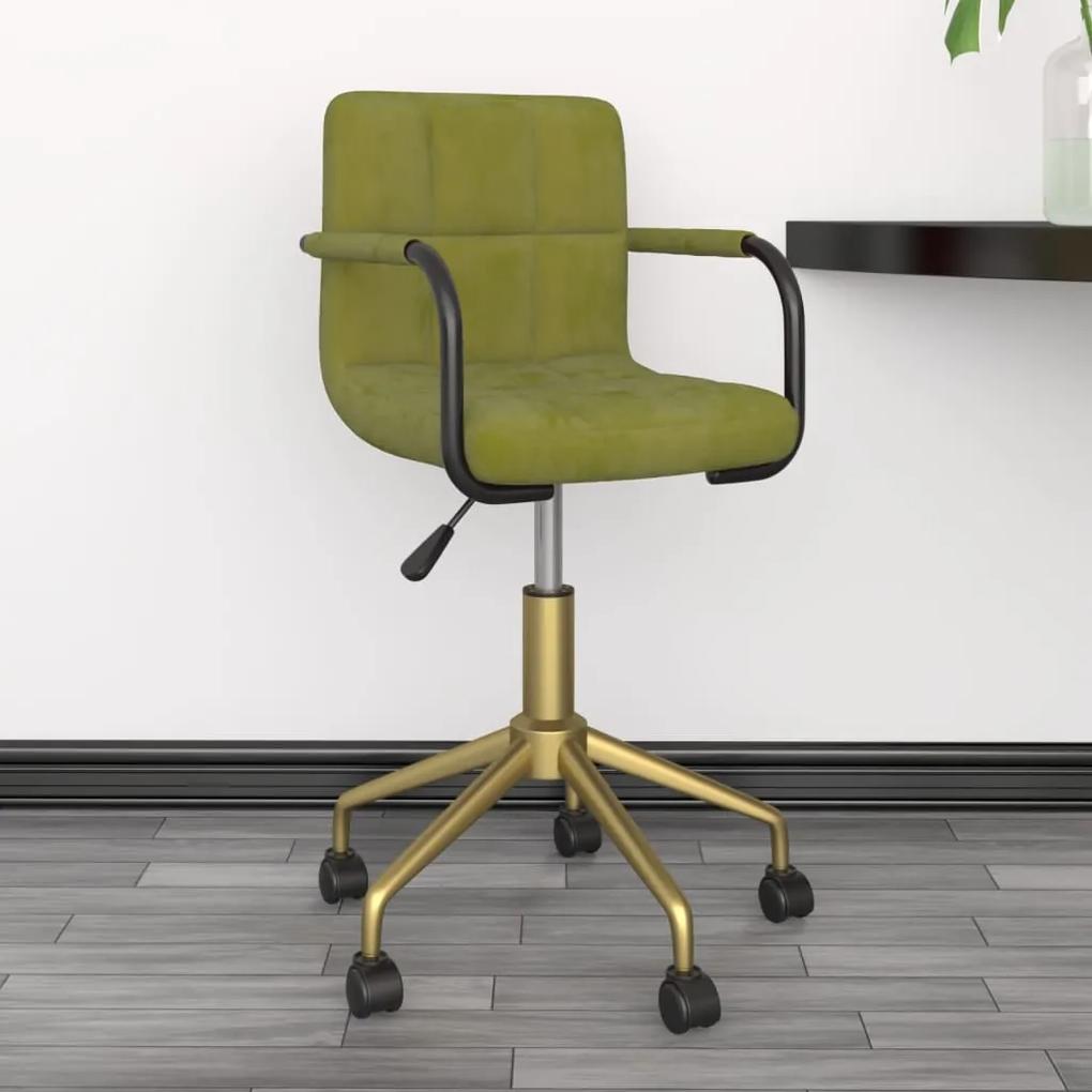 3088255 vidaXL Cadeira de escritório giratória veludo verde-claro