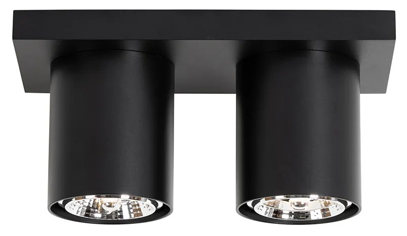 Candeeiro de teto moderno preto 2 luzes - Tubo Moderno