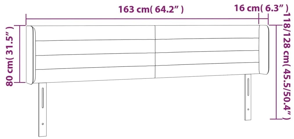 Cabeceira de cama c/ abas tecido 163x16x78/88cm cinzento-escuro