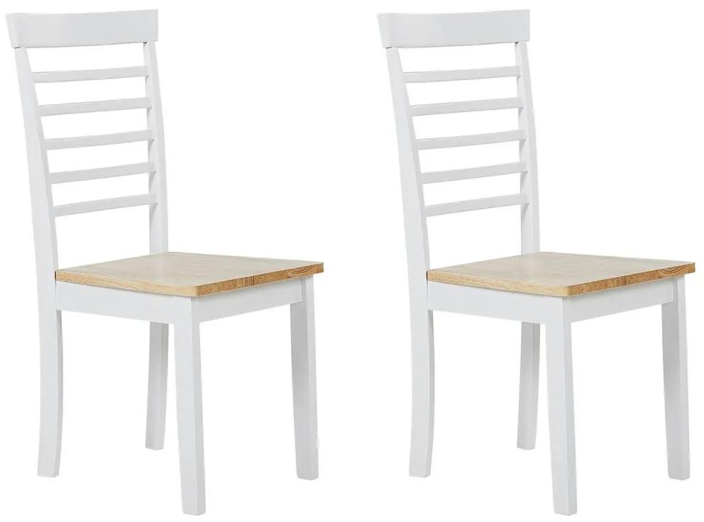 Conjunto de 2 cadeiras de jantar em madeira castanha clara e branca BATTERSBY Beliani