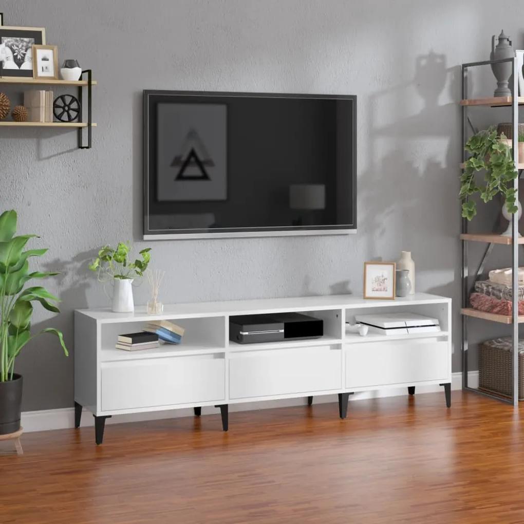 Móvel de TV 150x30x44,5 cm derivados madeira branco brilhante