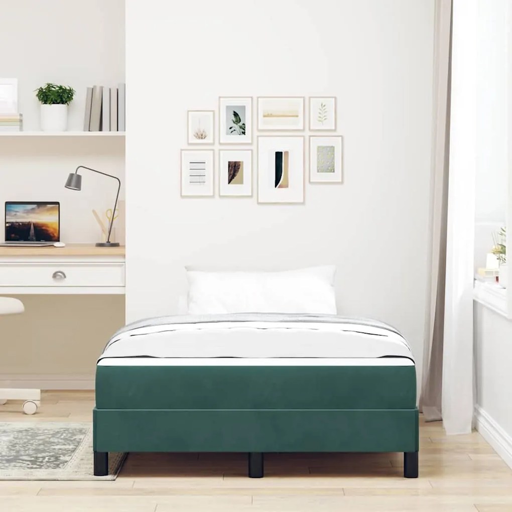 Cama box spring com colchão Verde Escuro 120 x 200 cm Veludo