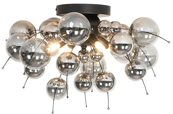 Candeeiro de teto design preto com vidro fumê 4-luzes - Explode Design