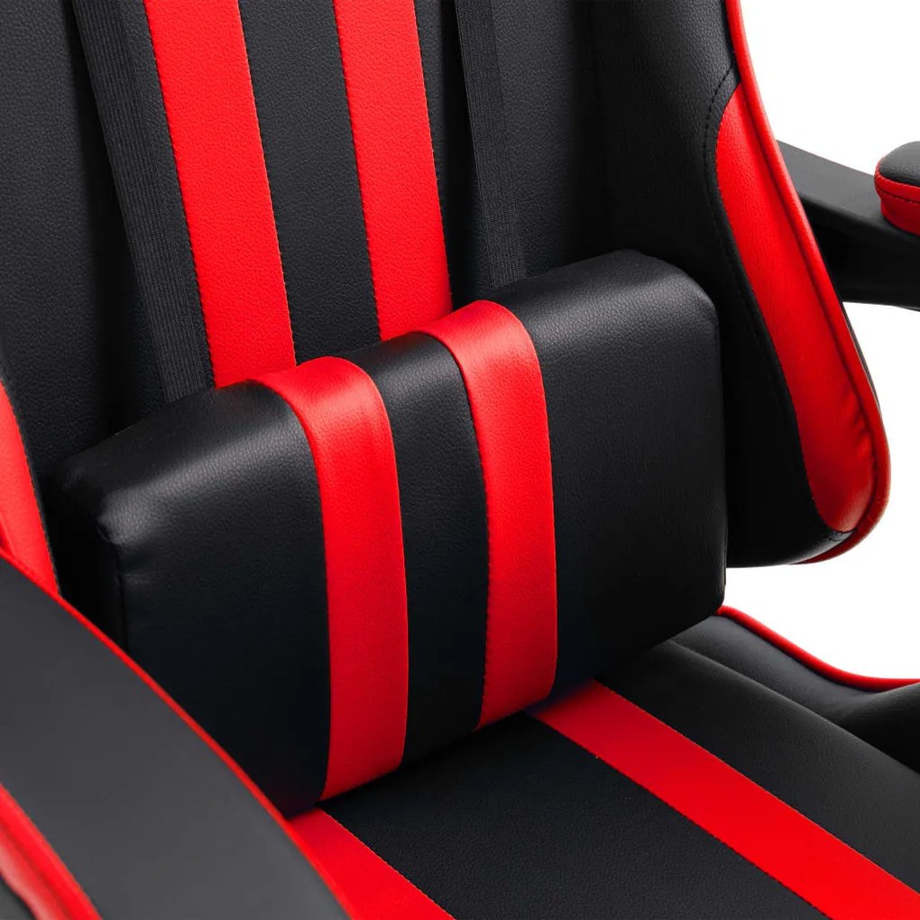 Cadeira Gaming em Couro Artificial - Vermelho - Design Moderno