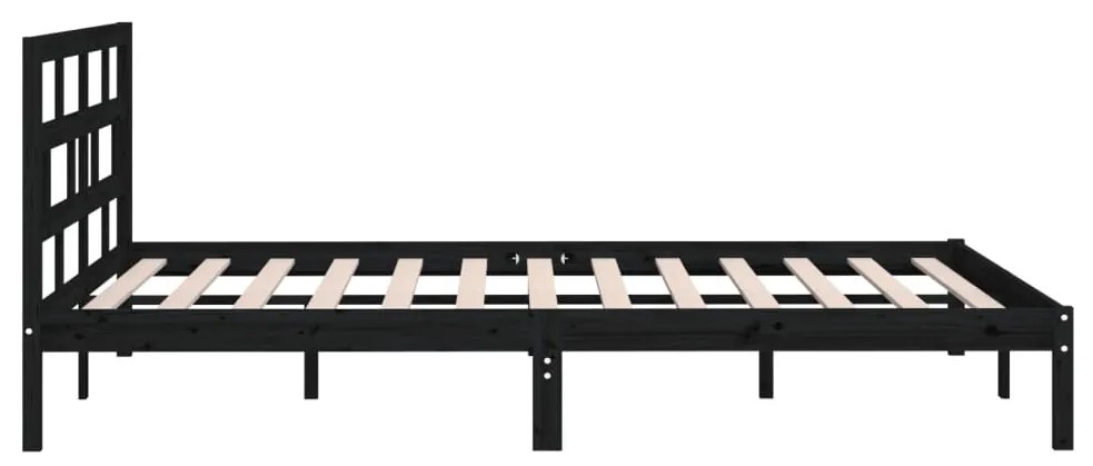 Estrutura de cama king 150x200 cm madeira maciça preto
